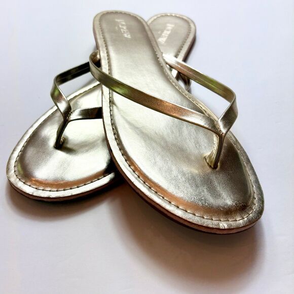 J Crew Metallic Gold Thong Sandals, Flip Flops Women’s Size 10 - Picture 3 of 3